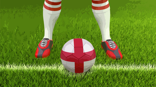 Man and soccer ball  with English flag