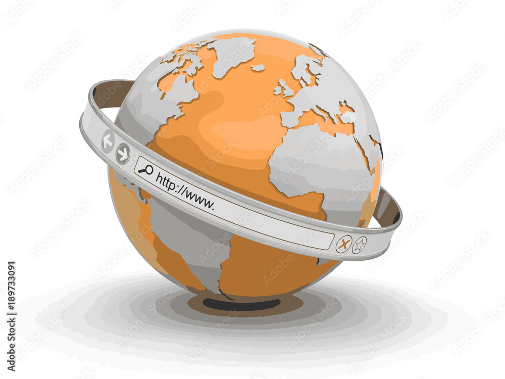 Poster web browser screen around the earth. image with clipping path