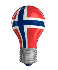 Obraz premium Light bulb with Norwegian flag. Image with clipping path