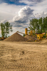 Machinery, gravel and sand