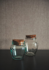 Two empty vintage bottle