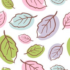 Colored seamless pattern with leaves