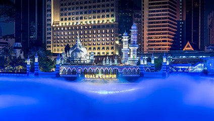 Naklejka premium Foggy Masjid Jamek Mosque, Kuala Lumpur