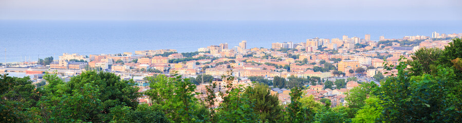 Fototapeta na wymiar Panorama of famous resort Pesaro city on the adriatic sea. Italy.