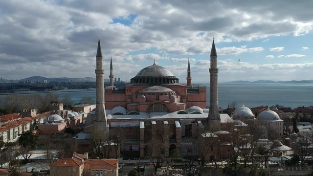 Aerial view of Hagia Sophia Museum in Istanbul Turkey