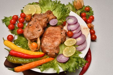 Skewers of pork meat