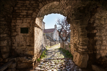 Montenegro, Ancient arch pathway on a Bar old town