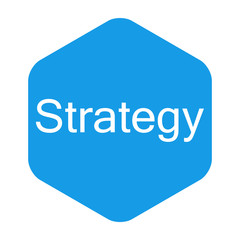 Icono plano Strategy en hexagono azul