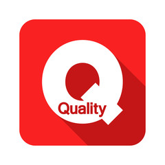 Logotipo Quality espacio negativo en Q con sombra en cuadrado rojo - obrazy, fototapety, plakaty