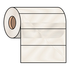 roll paper towel in colored crayon silhouette vector illustration