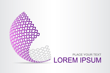 Logo stylized spherical surface with abstract shapes