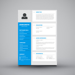 modern white and blue curriculum vitae design template