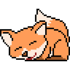 vector pixel art fox sleep
