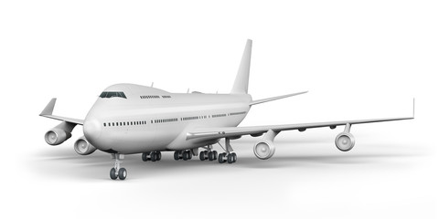 Passenger plane 3D render on a white background