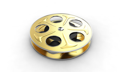 Film reel isolated on white background. 3d illustration