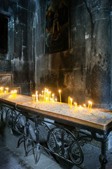 Memorial candles in the monastery.