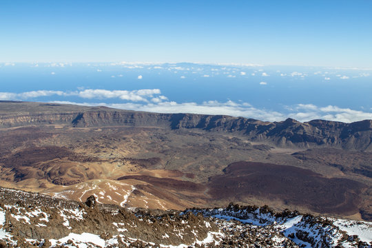 Panorama view from volcano Teide on Tenerife, Spain