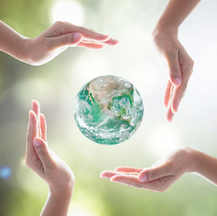Earth day and saving green world with environmental protection concept: Element of this image furnished by NASA