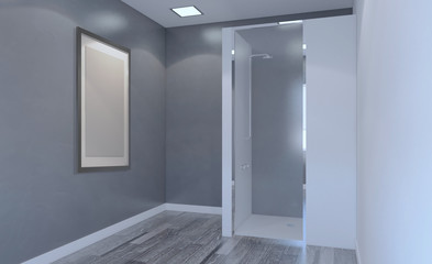 Modern Empty  bathroom. 3D rendering. Blank paintings