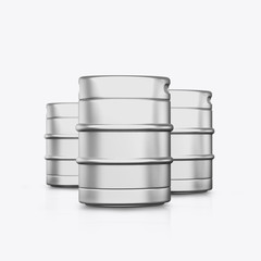 3D render kegs on a white background