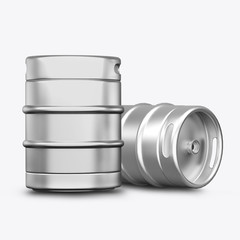 3D render kegs on a white background