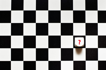 red question mark on black and white  checkerboard like a concept  for psychology, research,...