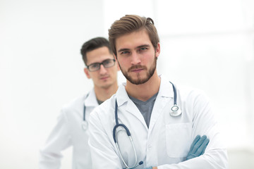 Fototapeta premium closeup. confident doctor in the background of a colleague