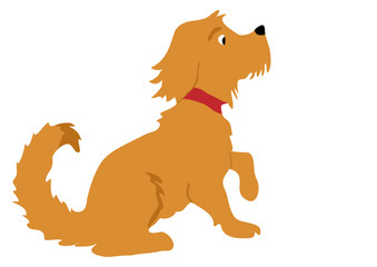 figure of a red-haired dog on a white background