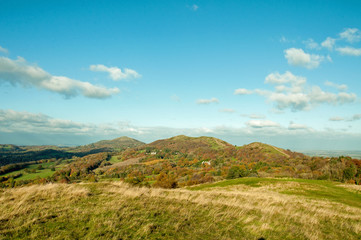 Fototapeta na wymiar Autumn scenery around the Malvern hills in Herefordshire and Worcestershire, United Kingdom.