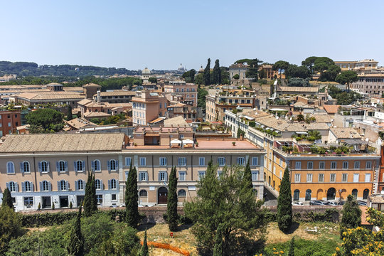 Panoramic view From Palatine Hill in city of Rome, Italy