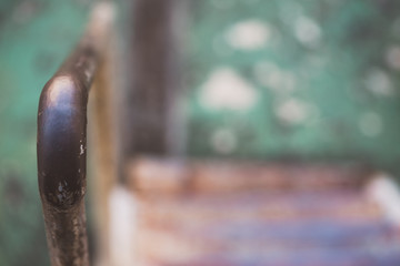 Rusty handrail or staircase ladder texture in factory.