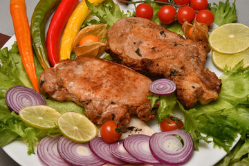 Skewers of pork meat