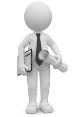 3d Männchen mit Plan und Unterlagen