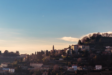 Fototapeta premium colorful sunset in Bergamo