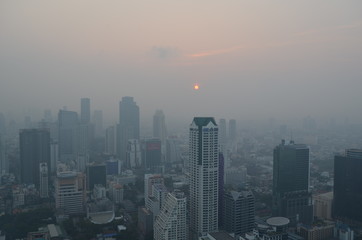Smog in Bangkok the capital of Thailand