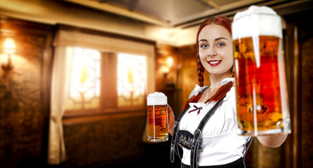woman with beer and window space 