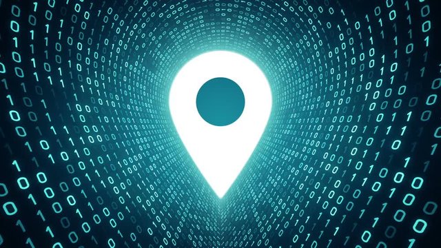 White location icon form cyan binary tunnel on cyan background. Seamless loop. More icons and color options available in my portfolio.