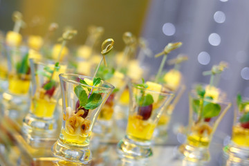 Canapes s in small glass.