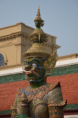 Temple guard of the Wat Phra Kaeo in Bangkok Thailand