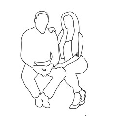  sketch of guy and girl sitting