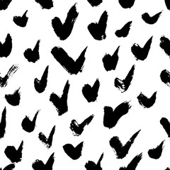 Ink abstract star seamless pattern. Background with artistic strokes in black and white sketchy style. Design element for backdrops and textile