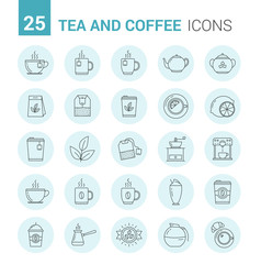 Tea and Coffee Line Icons