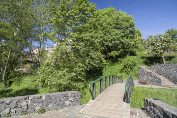 Landscape in volcanic area of La Garrotxa in Santa Pau,Catalonia,Spain.