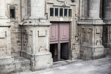 Facade door entrance church, iglesia san francisco,Santiago de Compostela,Spain.