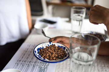 Professional coffee cupping, coffee tasting