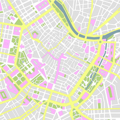 Fototapeta premium Ilustracja mapa miasta środkowego Wiednia (wien) (bez tekstu)