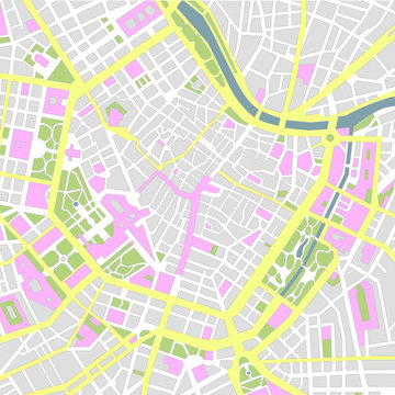 Central vienna (wien) city map illustration (No text)
