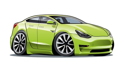 Fototapeta na wymiar Cartoon electric car
