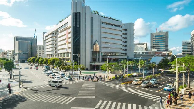 Timelapse video of Okinawa Kencho-mae downtown of Naha, Okinawa, Japan Time Lapse 4K
