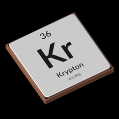 Chemical Element Krypton Embossed Metal Plate on a Black Background